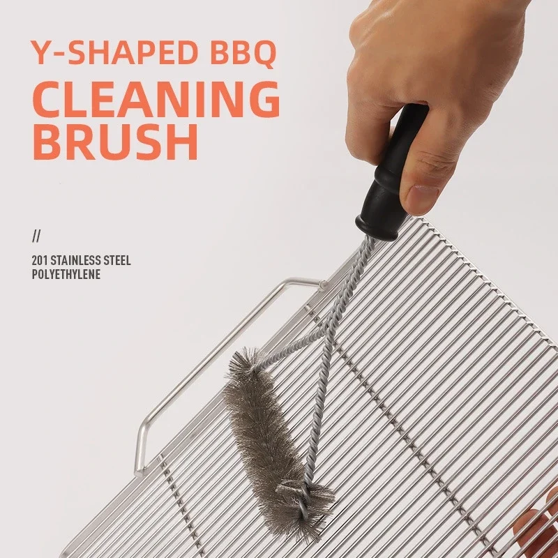 BBQ Grill Barbecue Cleaning Brush Kit, Stainless Steel Cooking Tools, Wire Bristles, Triangle Cleaning Brushes, Outdoor Tools