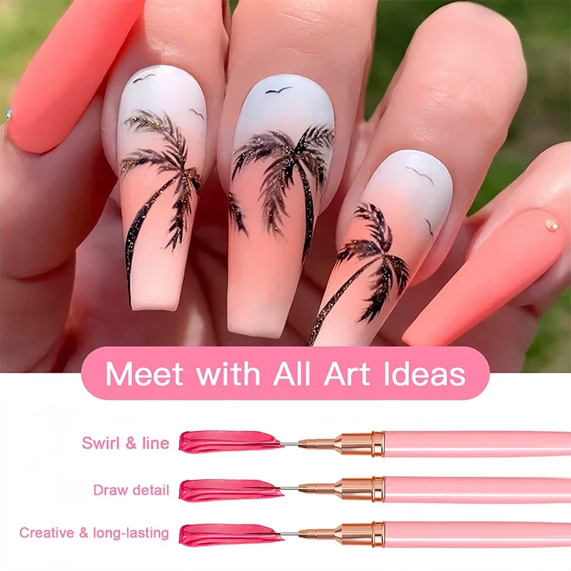 7/9/11/15/25mm Nail Liner Brush Set Drawing Lines Stripe Painting Flower Pen Nail Art Manicure DIY Manicure Design Accessories