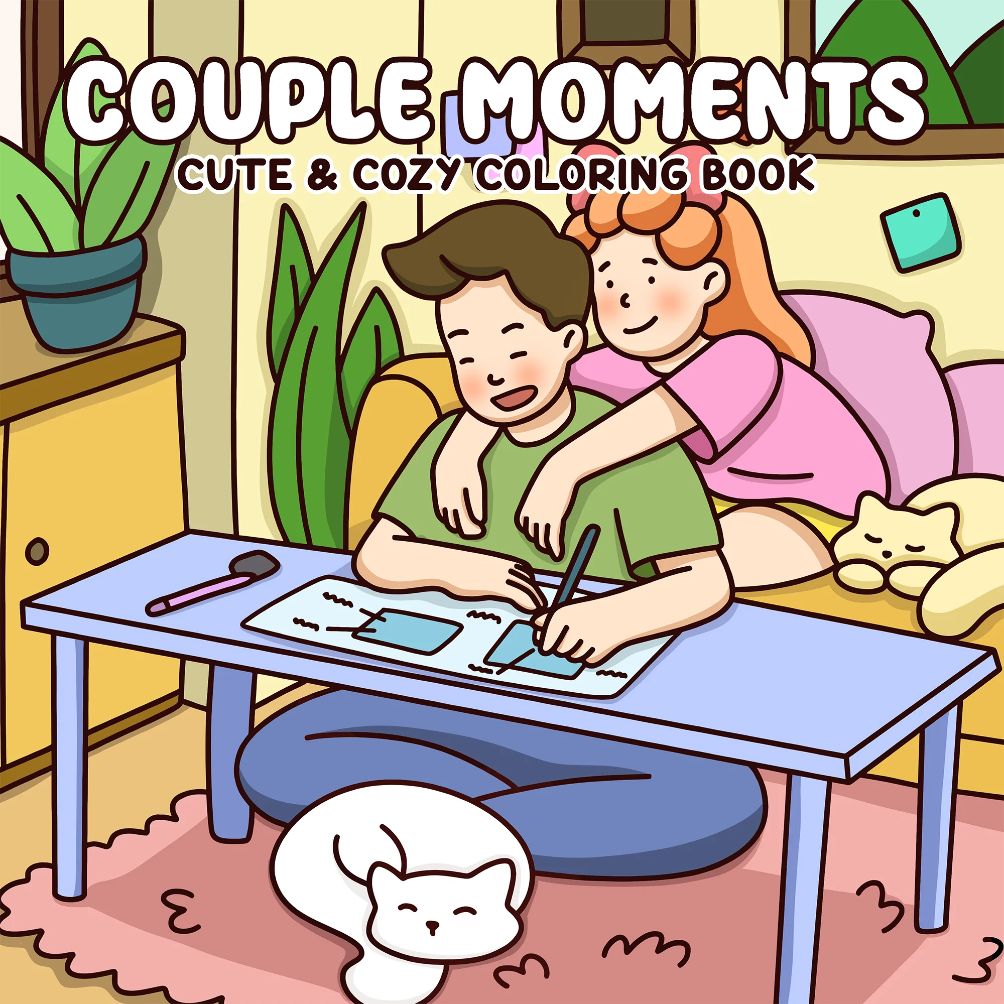 Coloring Book for Couples & Friends - A Picture Book with Simple Designs for Stress Relief and Creativity