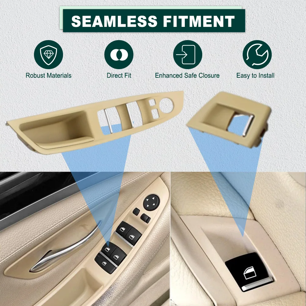 

Interior Front Door Armrest Panel Trim Pull Handle Set Replacement for BMW 5 Series F10 F11 F18 2010 2011 2012 2013-2017 LHD RHD