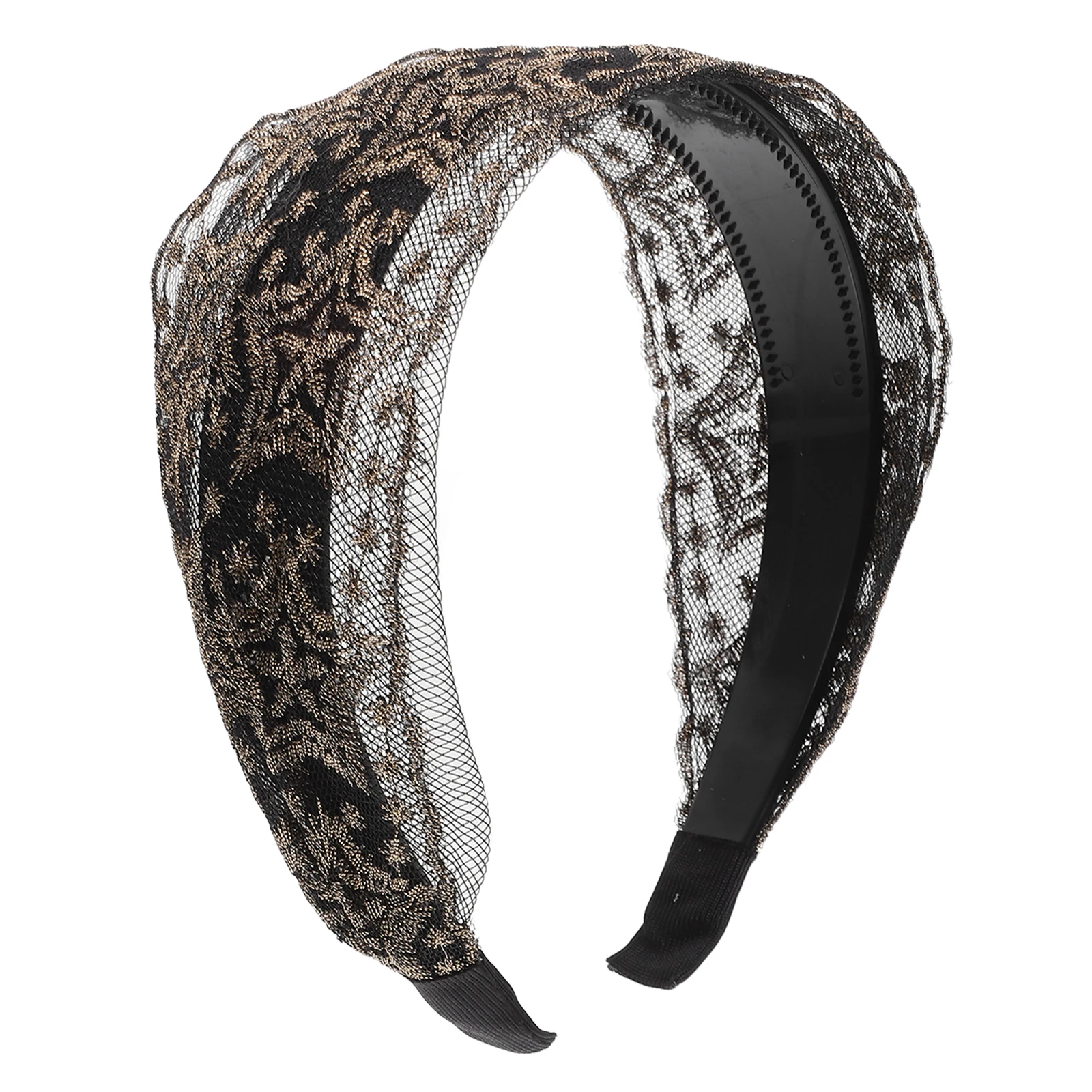 

Wide Lace Headband Women Hairband Decorations Gold Color Girls Embellished Fabric Lightweight Comfortable Design Hair