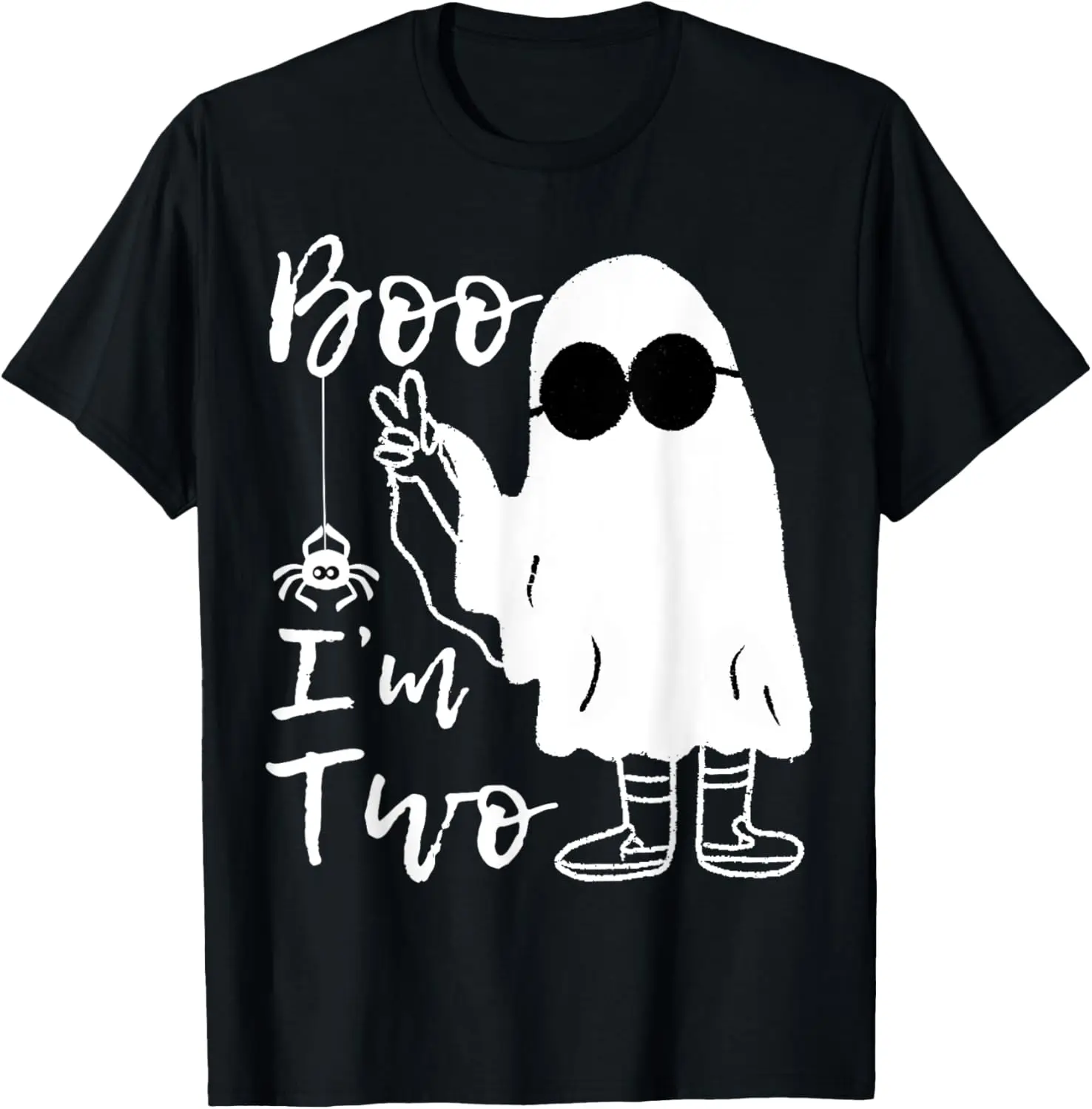 2nd Birthday Kids Boo I'm Two Ghost Halloween Costume Boys T-Shirt