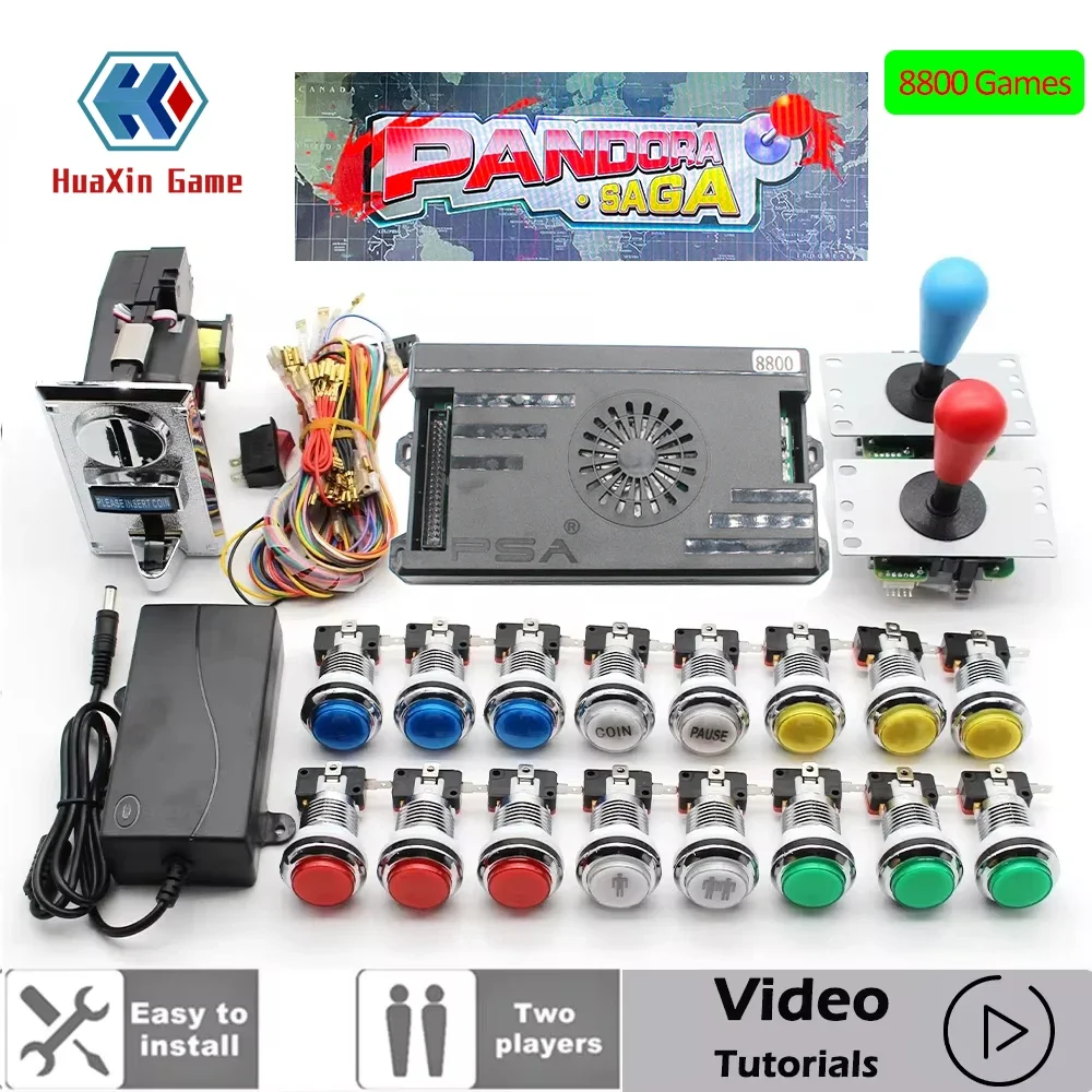 

2 Player 8800 in 1 Pandora Saga Box Kit Copy SANWA Joystick,Chrome LED Push Button DIY Arcade Machine Home Cabinet with Tutorial