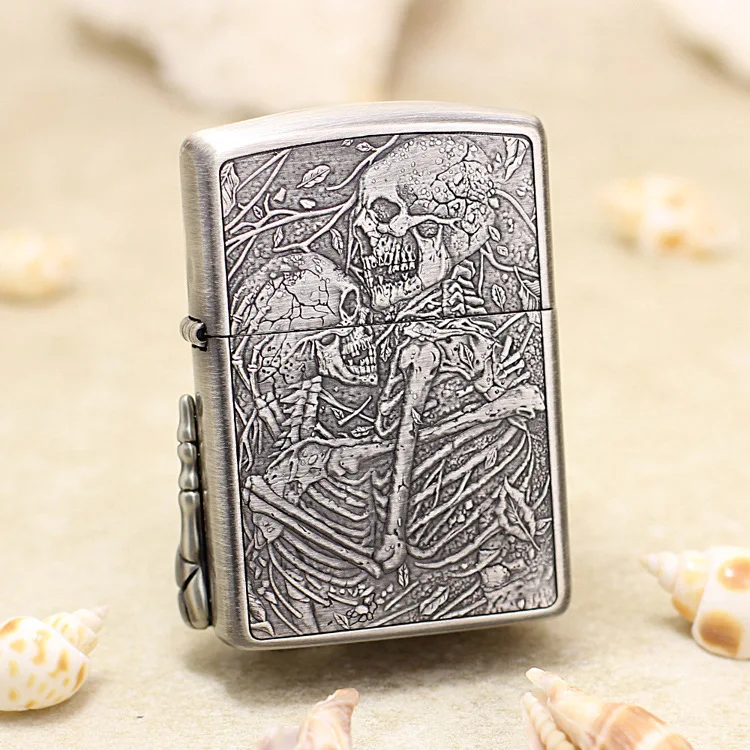 Genuine Zippo oil lighter copper windproof skeleton never change Kerosene lighters Gift with anti-counterfeiting code