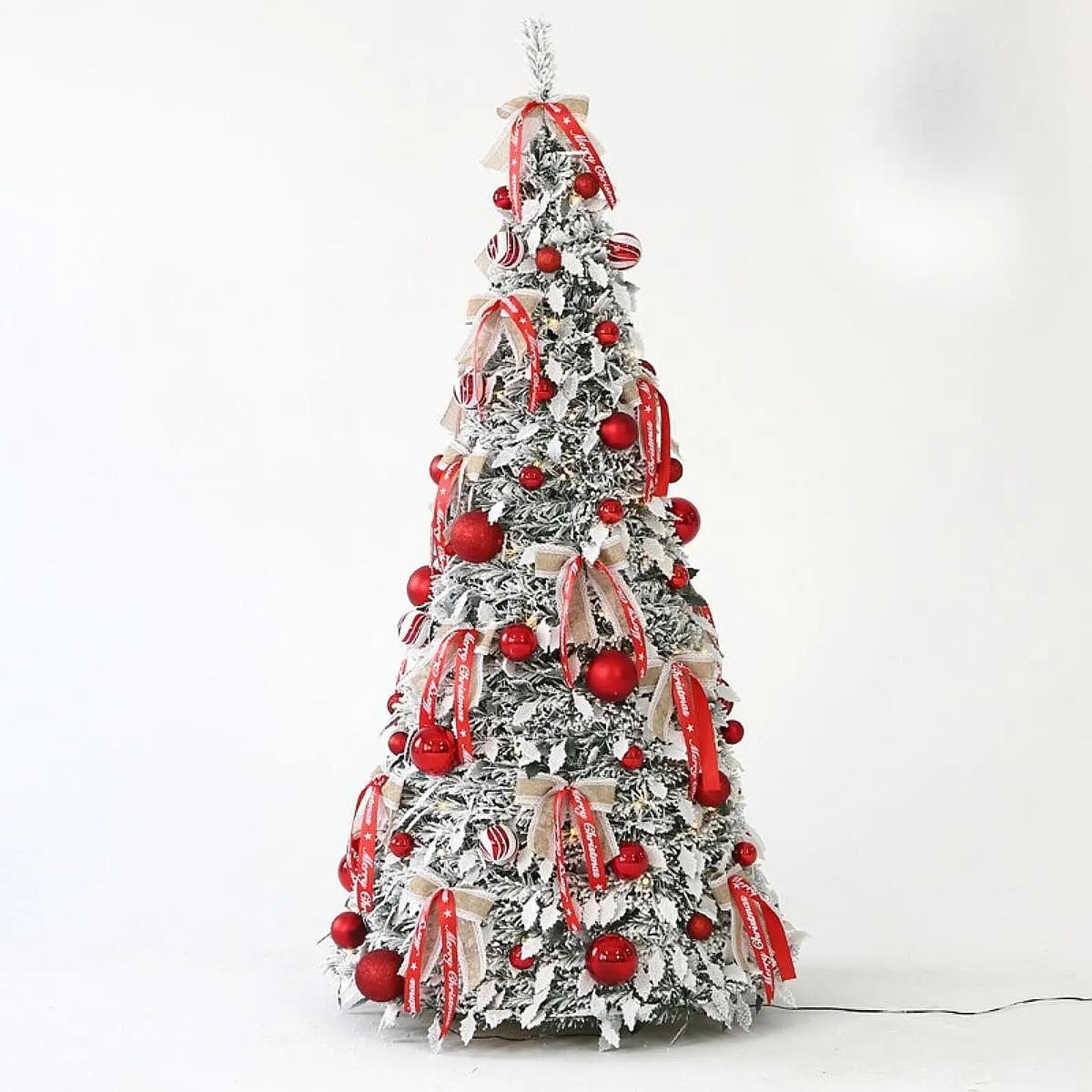 4.92FT Popup Christmas Tree Foldable Handcraft with Balls Home Decoration for Party Supplies Outdoor Festive Winter Living Room