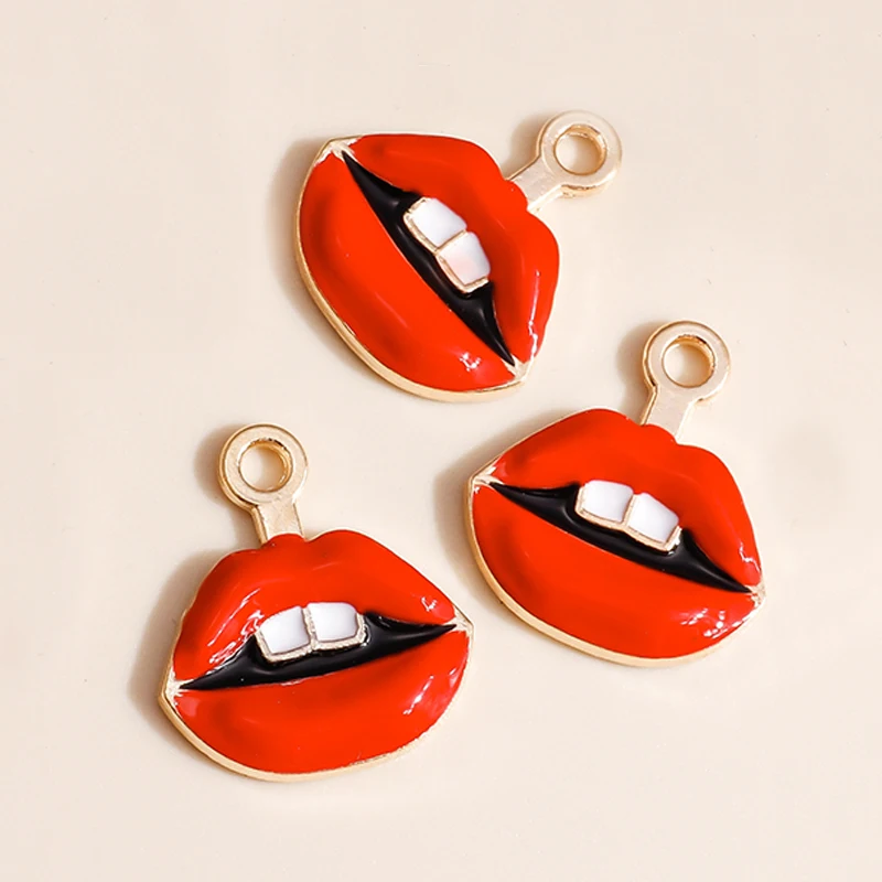 Leslie 10 Stück Mädchen süße Nagellack Lippen rote Lippenstifte Charms für Frauen Ohrringe Armband Halskette Schlüsselanhänger Schmuck Makiing DIY – Detail 12