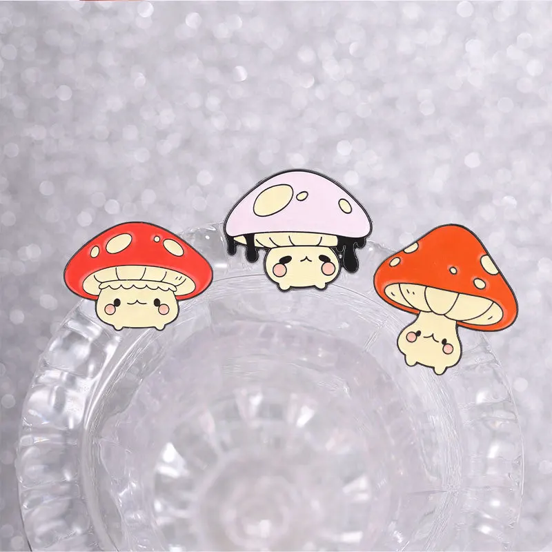 Cartoon Metal Brooch Pin Mushroom Watermelon Strawberry Monster Astronaut Cat Letter Battery Microscope Magic Badge Punk Jewelry