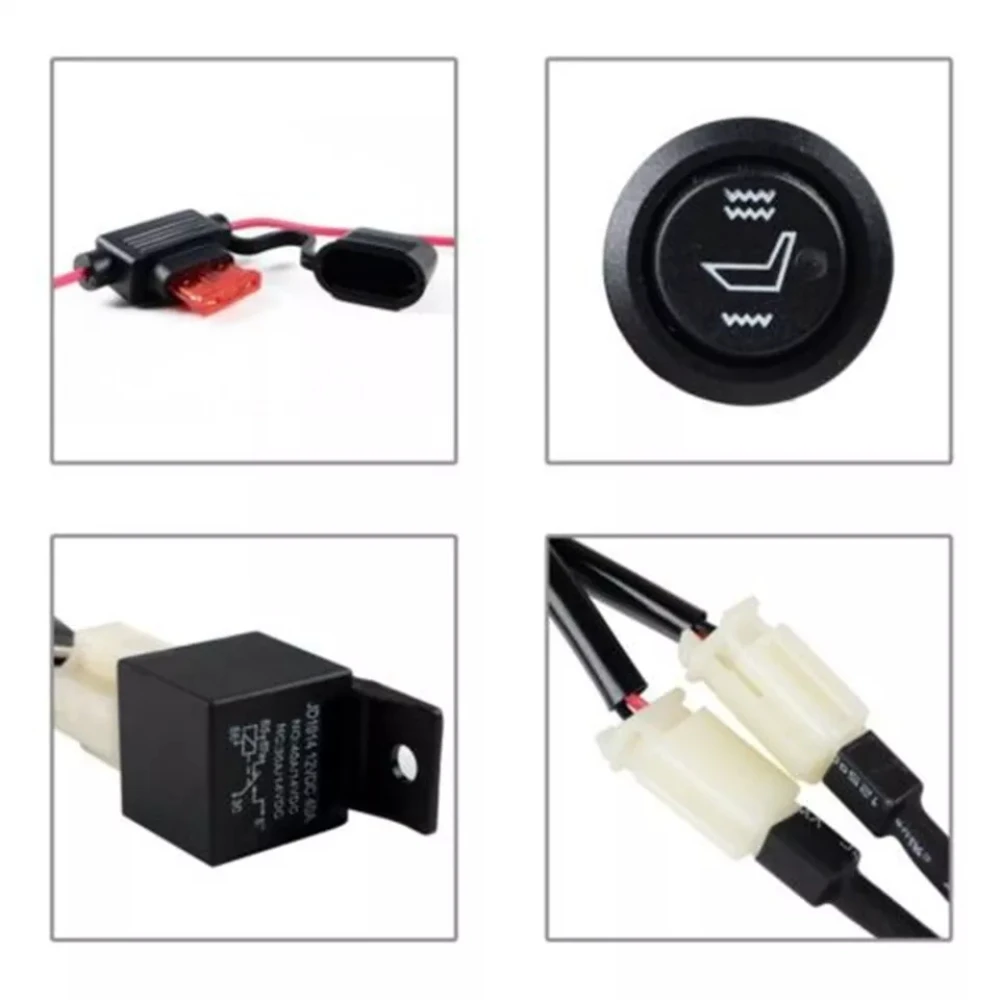12V Universal Car Seat Heater Heat Pads Carbon Fiber Heated Heating Round Cushion Control Switch Kit Winter Warmer Seat Cover