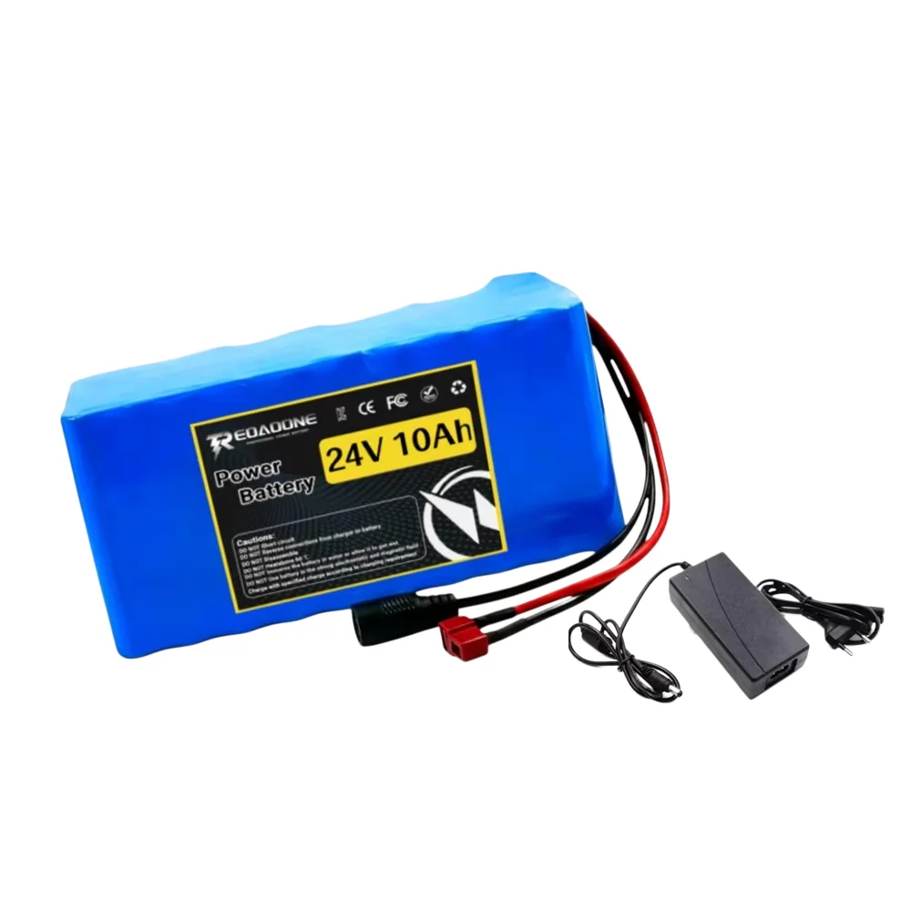 18650 Lithium-Akkupack 7S3P 24V 10Ah Wiederaufladbarer Akku mit 29,4V 2A Ladegerät mit T-Stecker oder T-zu-XT60-Adapter, integriertem BMS, hoher Kapazität, Ersatzakku für E-Bike, Elektroroller,