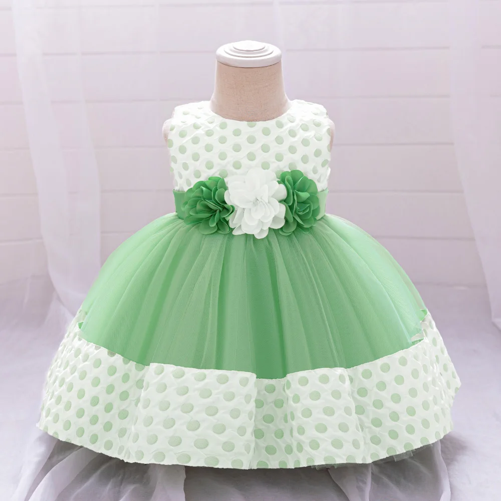 Baby Girl Baptism Newborn Photography Clothing Toddler Avocado Flower Summer Dress Kids Christening Children Princess Ball Gown