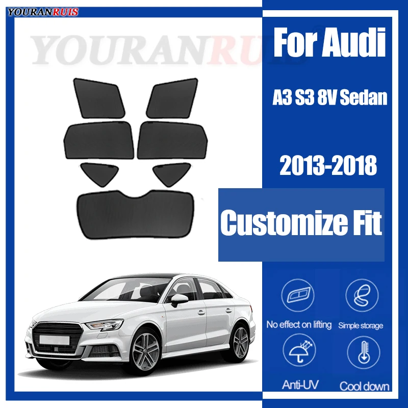 For Audi A3 S3 8V Sedan 2013-2018 Magnetic Car Windows Front Windshield Sunshade Visor Car Sun Protection Curtains