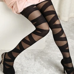 Fashion Womens Lady Girls Black Sexy Fishnet Pattern Jacquard Stockings Pantyhose Tights  Styles Woman Tights 1pcs