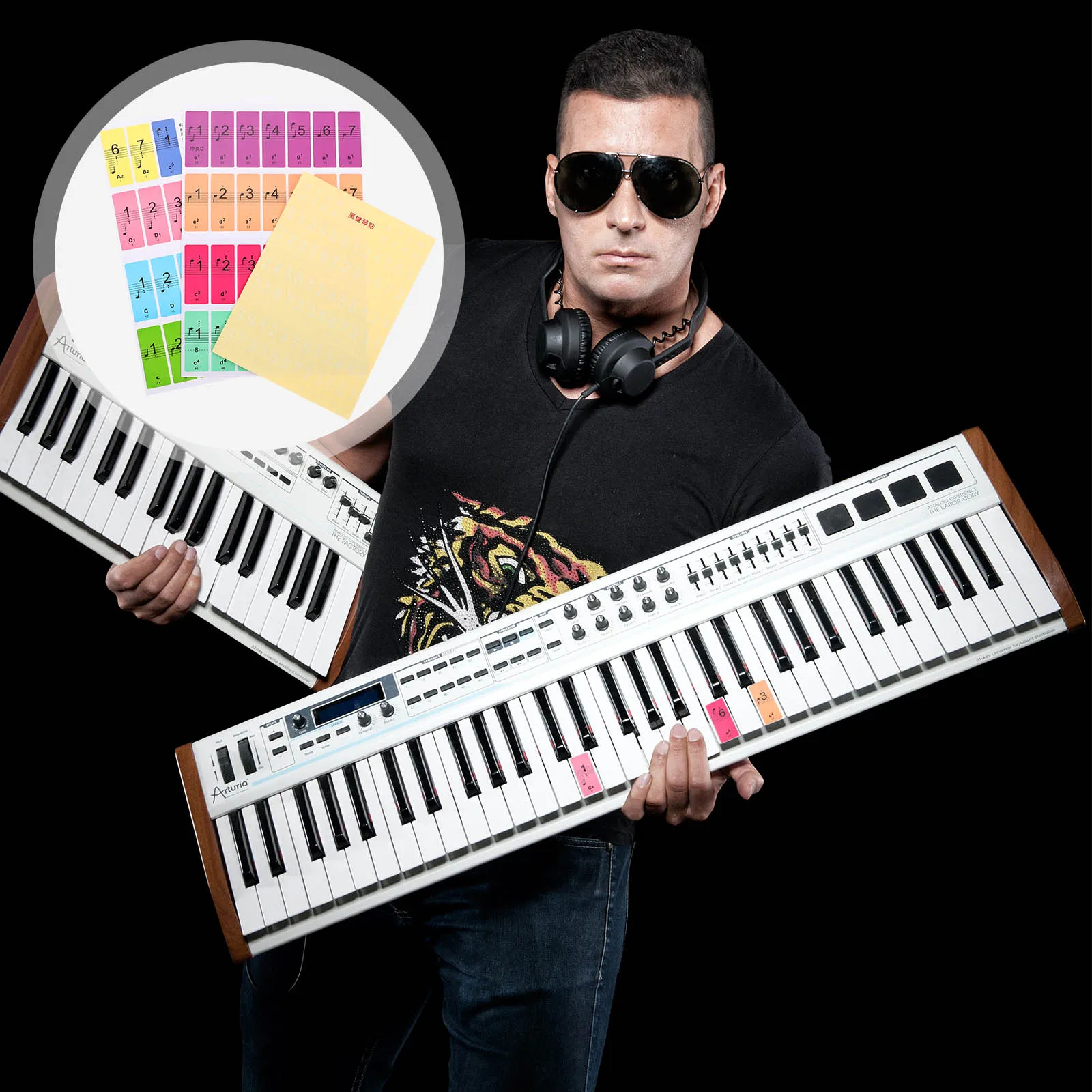 

2pcs Piano Keyboard Sticker Waterproof Anti-Sweat Thin Decal For Electronic Organ Beginner Practical Accessories Music