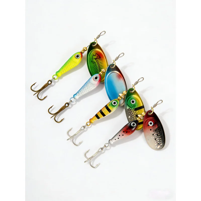 

9gRotating Spoon-Shaped Metal Hard Bait Treble Hook Bionic Fake Bait for Bass and Perch Lure Special Bait