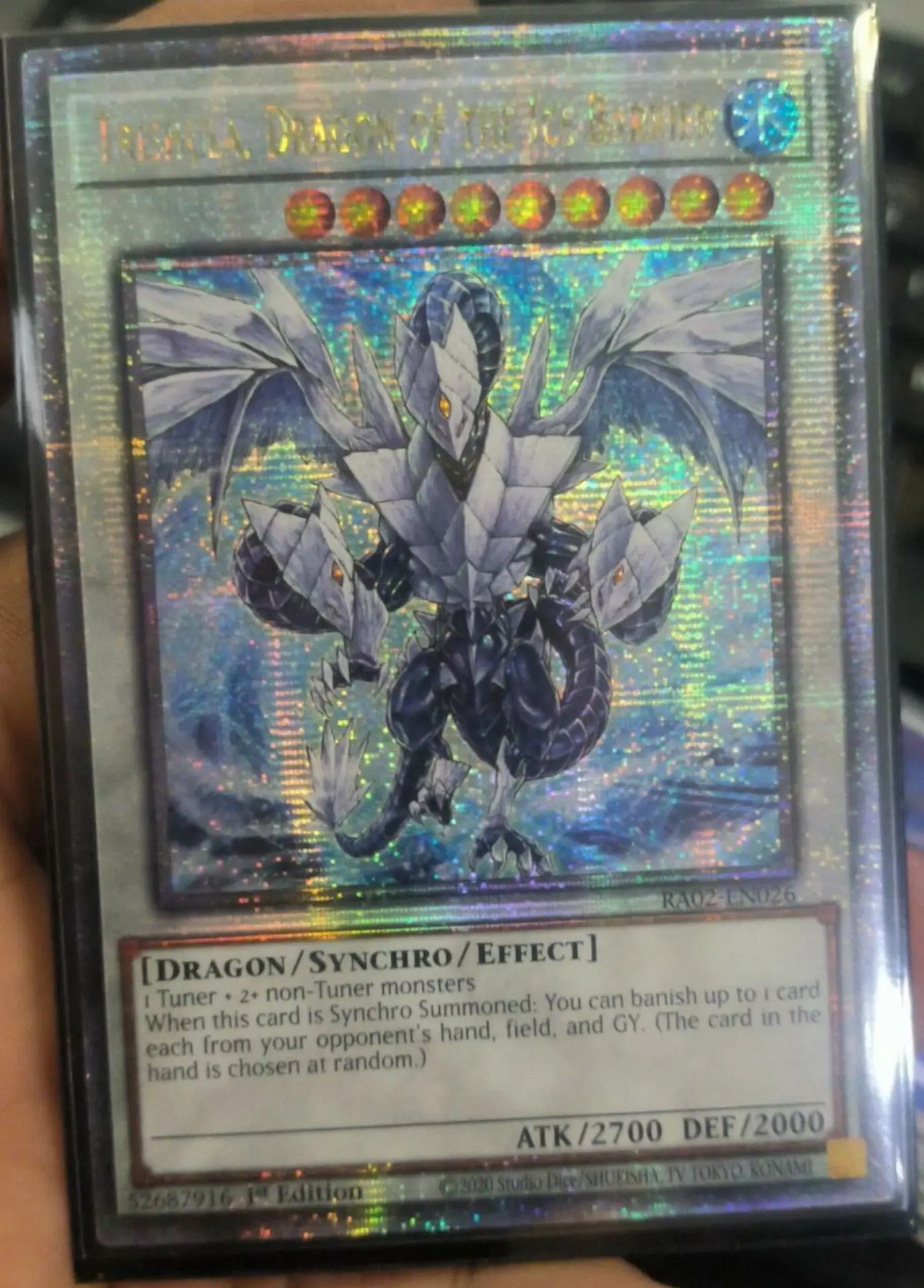 Yugioh KONAMI Duel Monsters RA02-EN026 Trishula, Dragon of the Ice Barrier 25th Quarter Century Secret English TCG Mint Card