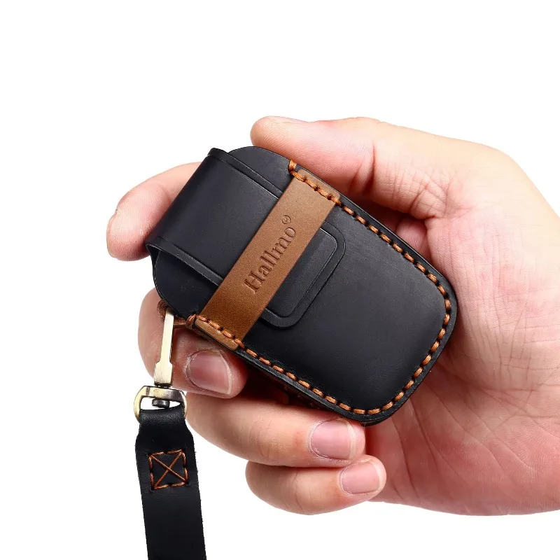 

Genuine Leather Car Key Case Cover Shell Protector Fob Holder For Toyota Sienna Tundra North America Accessories keychain