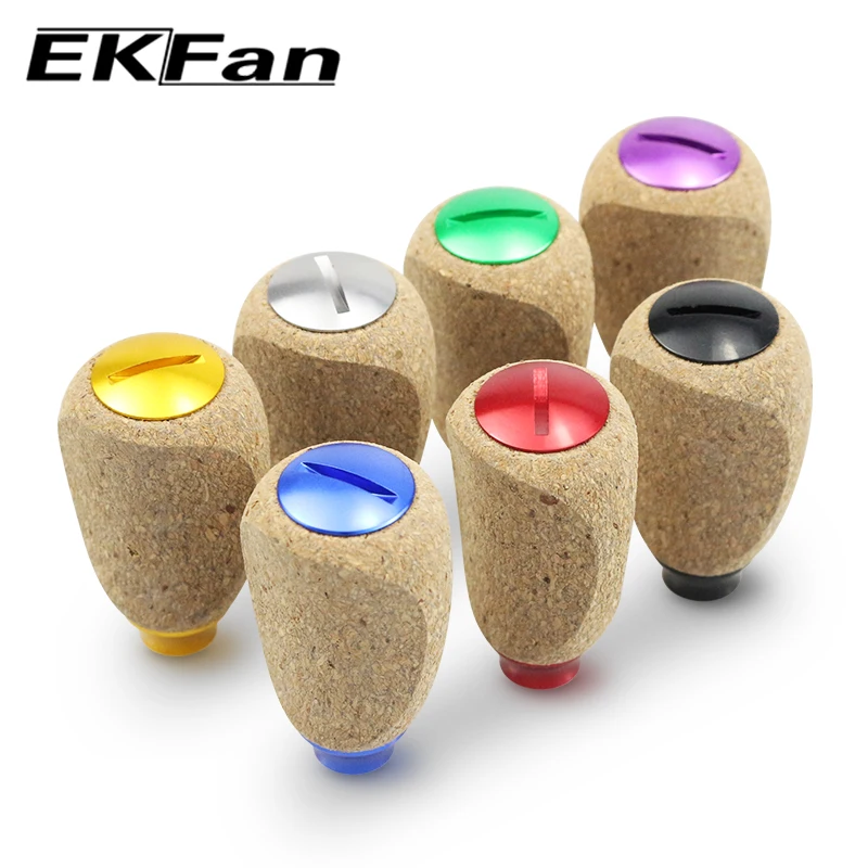 EKFan 1PC 42mm cork wooden Spinning Baitcasting Fishing Reel knob for A/S/D with 7*4*2.5mm bearing Lure Reel Handle DIY parts