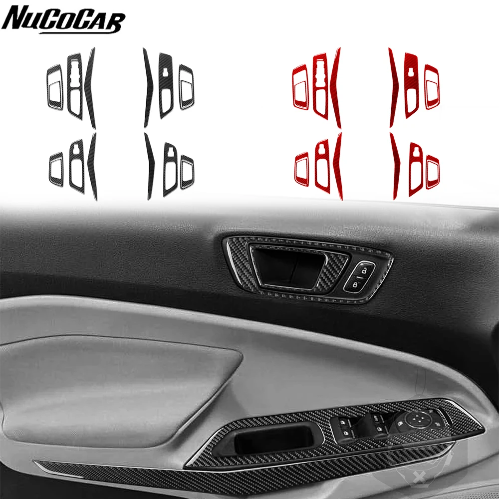 For Ford EcoSport 2018-2025 Carbon Fiber door switch armrest lift control panel Car Accessories Interior Decorative Stickers