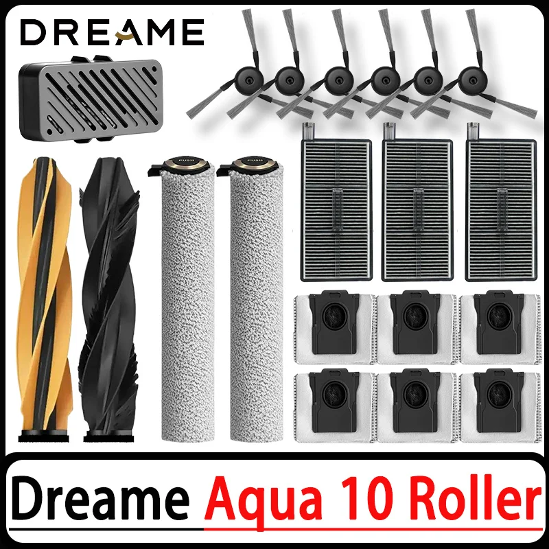 Accessoires pour rouleaux Dreame Aqua 10/Aqua 10 Pro/Aqua 10 Ultra : brosse principale, brosse latérale, filtre, sac de collecte de poussière