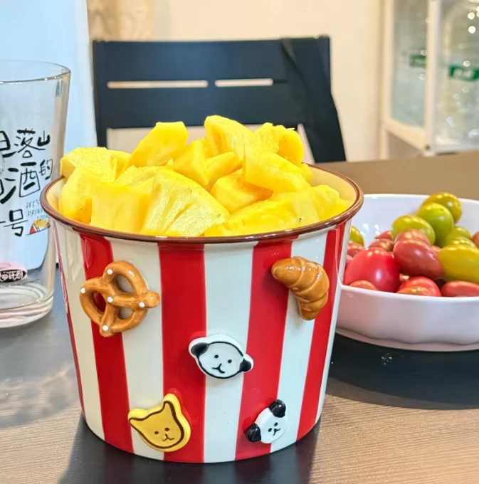 1PC 1130ml Ceramic Snack Bowl Gift Box Packaging for Noodles Fried Chicken French Fries Popcorn - Household Soup Bowl