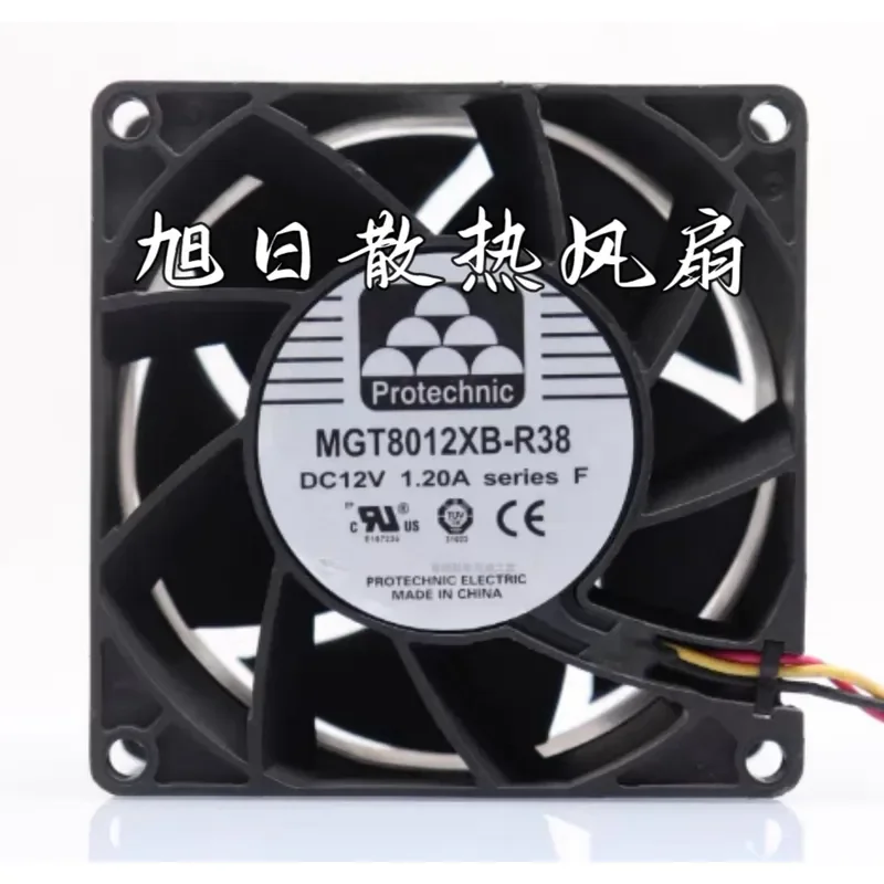 for MGT8012XB-R38 12V 1.2A 80mm 8038 3-Wire Cooling Fan with Alarm Function High Speed DC Brushless Computer Case Cooler