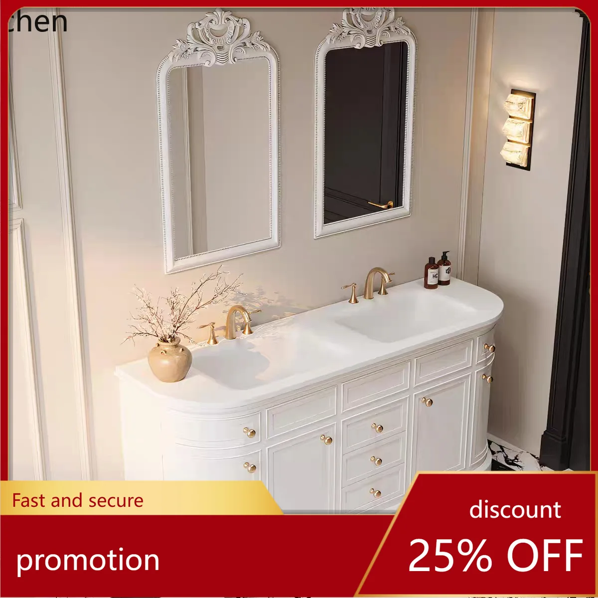 

ZML Bathroom Cabinet Set Floor-Standing Rock Slab Heat-Bent Integrated Basin Bathroom Washstand