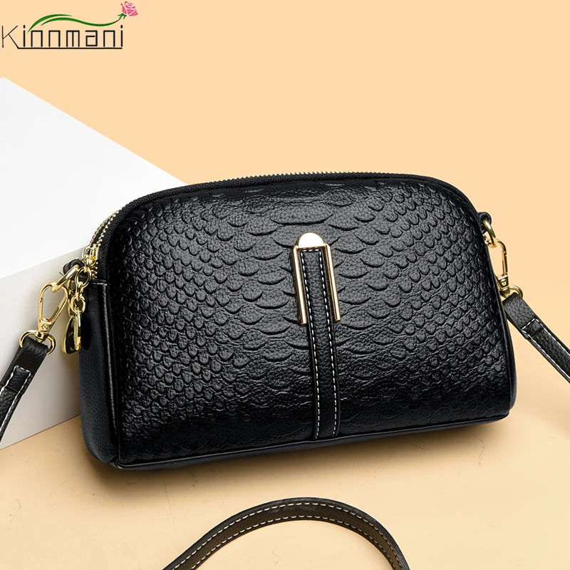 

Crocodile Grain Women's Single Shoulder Bag High Quality PU Leather Crossbody Handbag Double-Layer Large Capacity Female Handbag