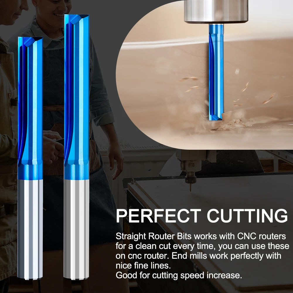 1pc 2 Flute Straight End Mill Carbide Router Bit For Wood, PVC, Plastic CNC Engraving Milling Tools 4mm/6mm Shank Milling Cutter