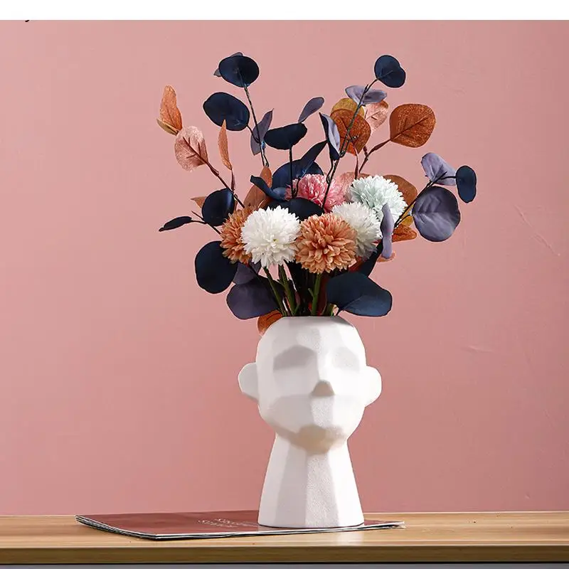 Geometric Portrait Ceramic Vase Simulation Flower Arrangement Decoration Living Room Home Accessories