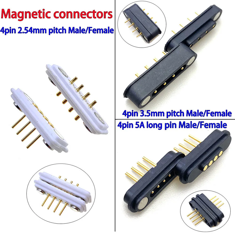 

5A high current magnetic suction spring top pin2.54MM 3.5MM waterproof magnetic suction connector 4pin pogopin male and female