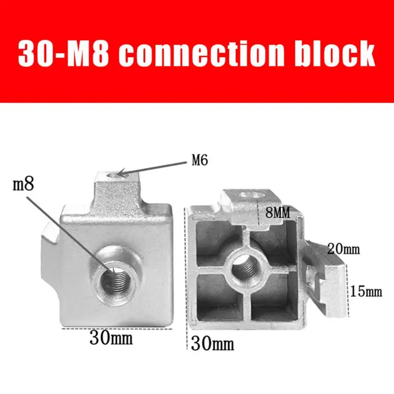 Industrial Workstation Caster Wheel Cup Fixing Block Solid Connect Block Fit M8 M10 M12 for 3030 4040 4545 Aluminum Profile
