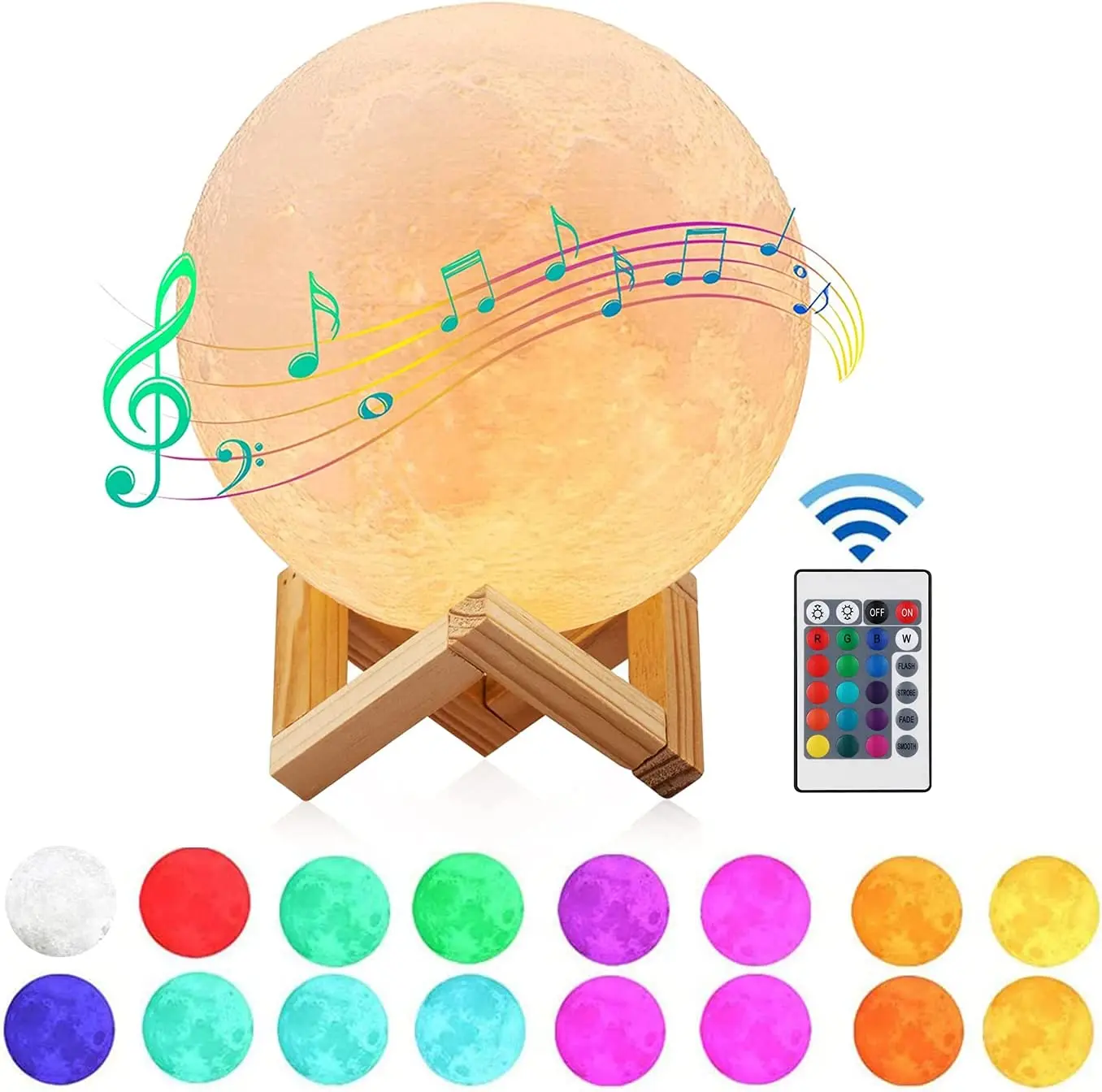 Moon Lamp with Bluetooth Speaker, 5.9 Inch 3D Moon Light 16 Colors Dimmable Music Moon Night Light for Kids Gift Room Decor