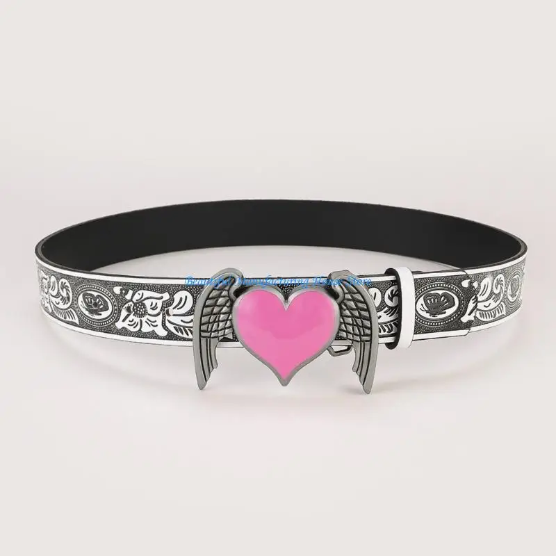 E56A حزام فريد من نوعه للمراهقين بإبزيم على شكل قلب وحزام خصر قابل للتعديل ملفت للنظر #1