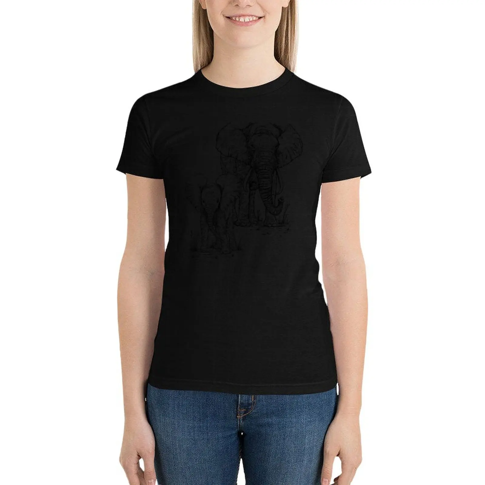African Elephants T-Shirt tops graphics kawaii clothes hippie clothes summer blouses woman 2024