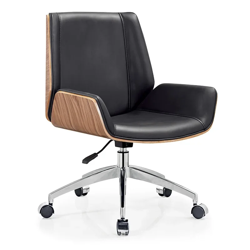 Silla moderna de cuero y madera para oficina, precio barato