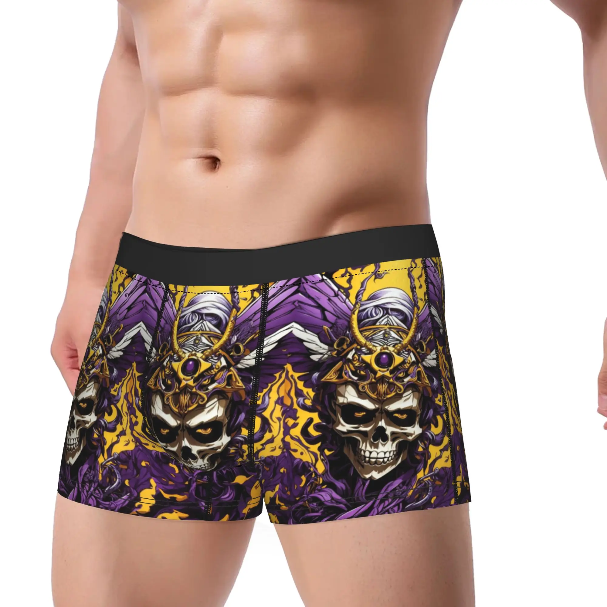 Purple Samurai Demon Underwear  Males Underpants Custom DIY Breathable Boxer Shorts High Quality Shorts Briefs Plus Size 2XL