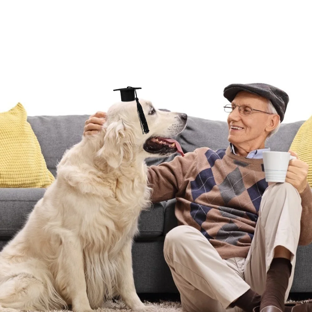 4 Pcs Pet Graduation Cap Mini Bachelor Hat Adjustable Size Suitable Small Pets Fashion Design Comfortable Wear Gift Idea