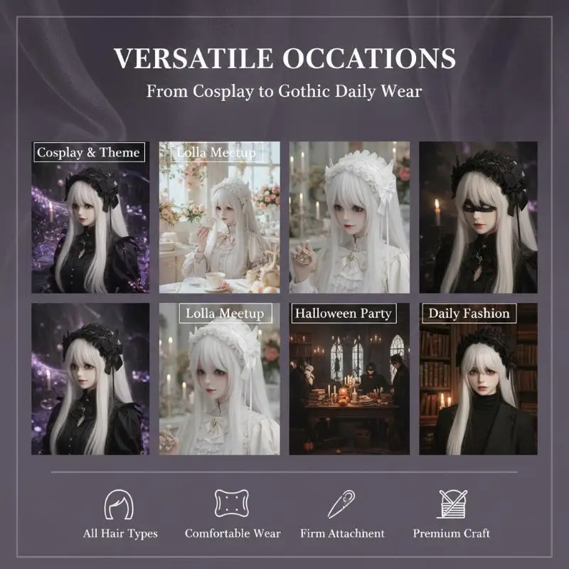 Gothic Angel Wings Maid Bonnet Hairband Lolita Girl Cosplay Costume Accessories Retro Adjustable Ruffles Solid Headwear Women