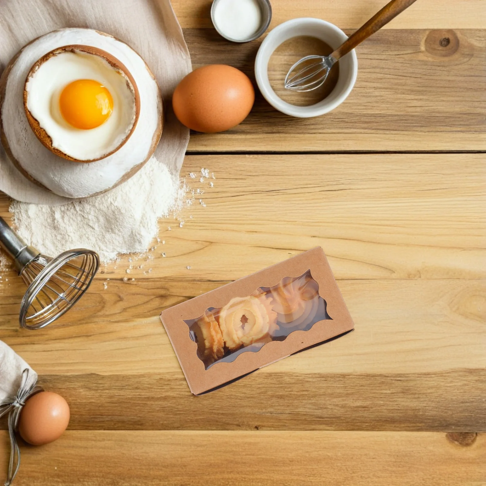 

50Pcs Transparent Macaron Boxes White Clear Window Paper Bakery Boxes Decorative Edge for Cookies Pastries Candy