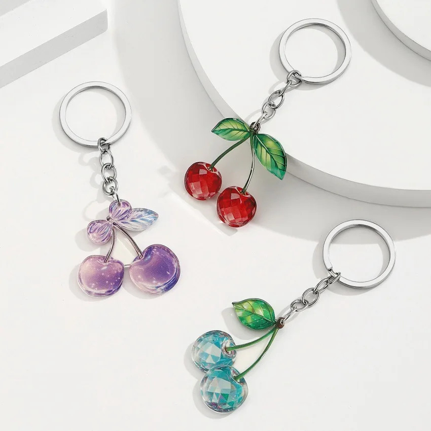 Cherry Key Accessory Lightweight Double-Sided Cherry Pendant Cute Fruit Keyring Scratch-Resistant Acrylic Cherry Keychain
