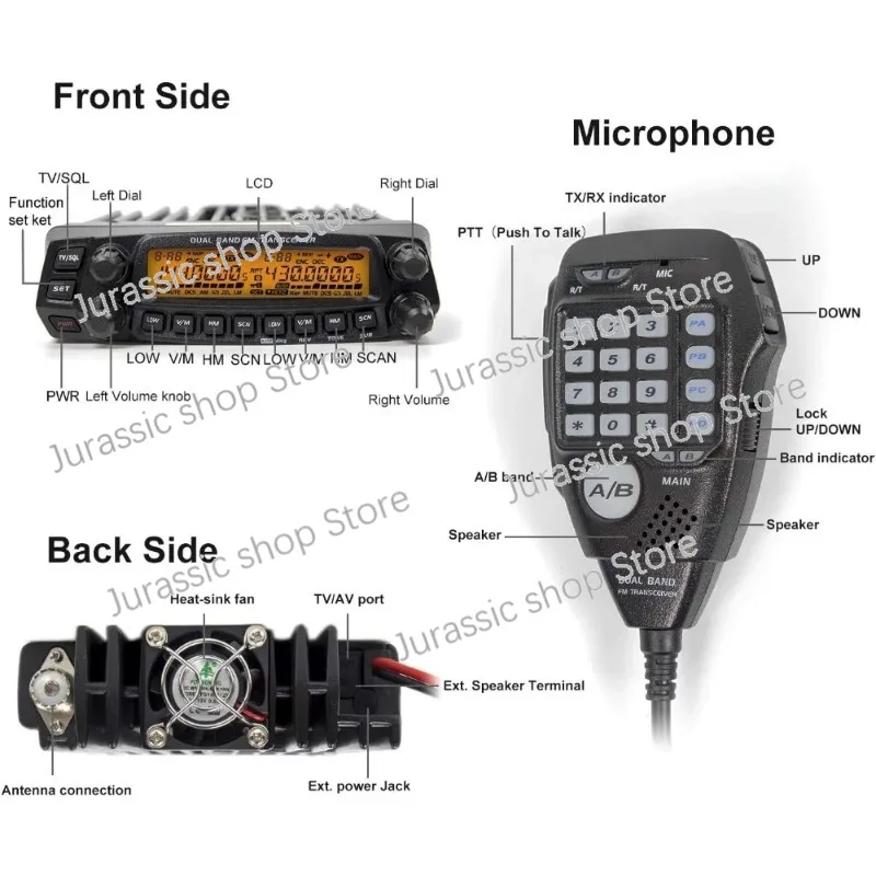 AnyTone AT-588UV Dual Band VHF/UHF Mobile Transceiver Vehicle Radio Transmitter