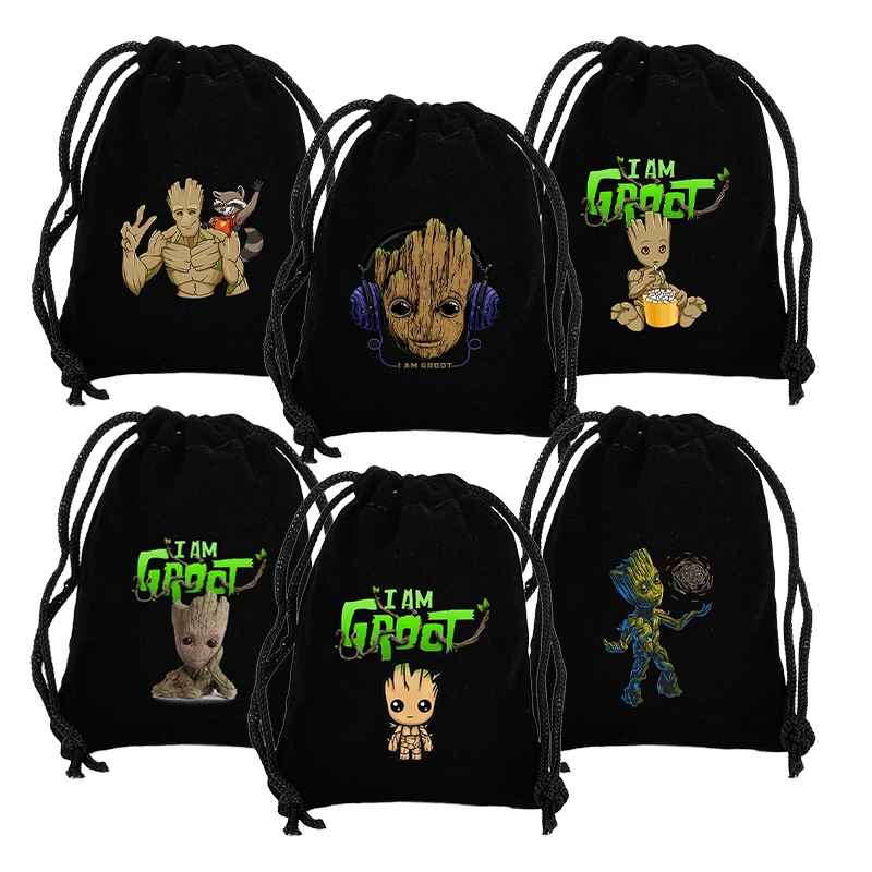 Disney Marvel Groot Drawstring Bag Movie Cartoon Print Sport Kids Child\'s Student Portable Birthday Party Hand Pocket Gift Pouch