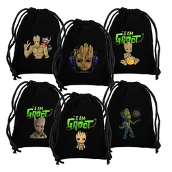 Disney Marvel Groot Drawstring Bag Movie Cartoon Print Sport Kids Child's Student Portable Birthday Party Hand Pocket Gift Pouch