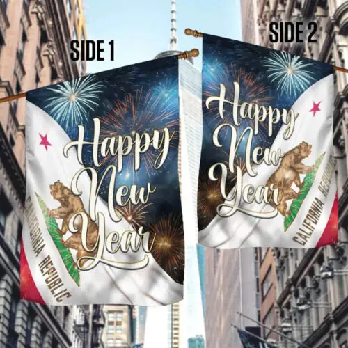Happy New Year California Flag Garden Flag AAL HHM WZZ yyi