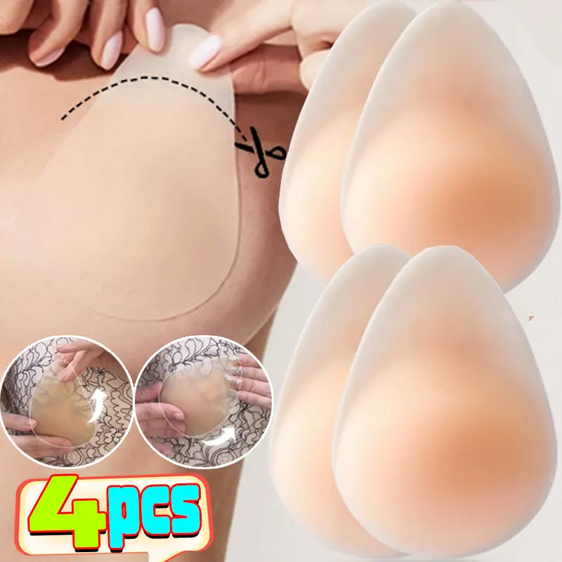 Sin pegamento, cubierta adhesiva para pezones, sujetador Invisible con gotas de inmersión, pegatinas Nubra de silicona ultrafinas sin costuras, almohadillas para levantar el pecho