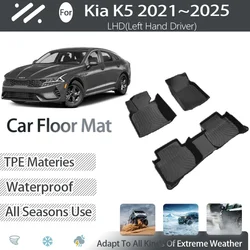 Car Floor Mats For Kia K5 Optima DL3 MK5 2021 2022 2023 2024 2025 5seat Anti-dirty Pad TPE Foot Carpet Auto Interior Accessories