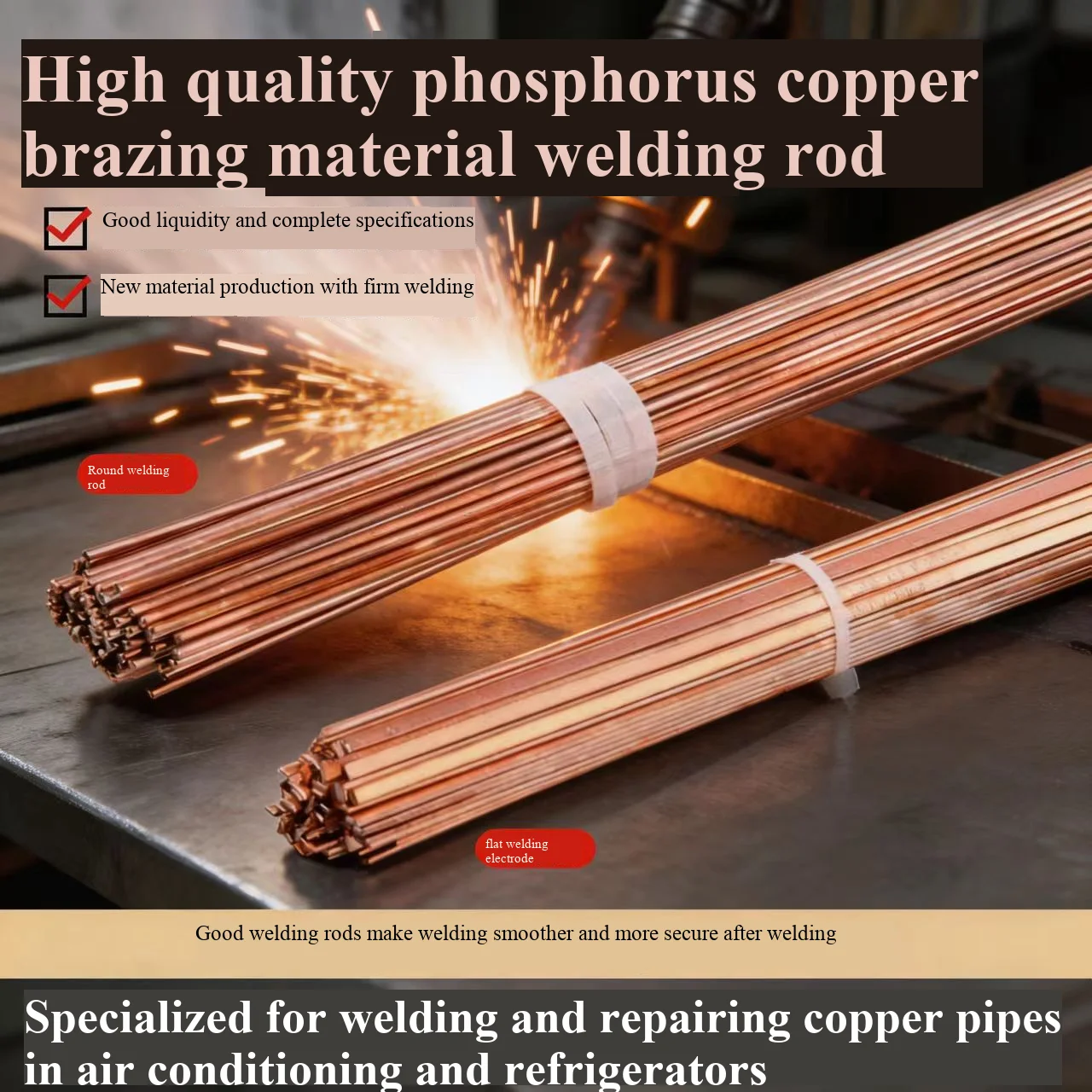 

L201 BCuP93 Phosphorus Copper Welding Rod For Refrigerator & Air Conditioner Copper Pipe Welding