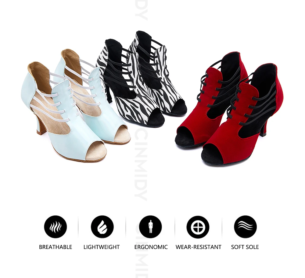 CINMIDY Latein-Tanzschuhe für Damen, Weichsohlen-Samba-Salsa-Absatzschuhe, Ballsaal-Tanzschuhe, Damensandalen, Partyschuhe – Detail 4