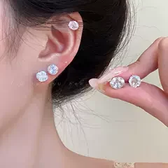 Titanium Steel Zircon Stud Earrings for Women - Sleep-Friendly Summer Earrings with Refined Design.