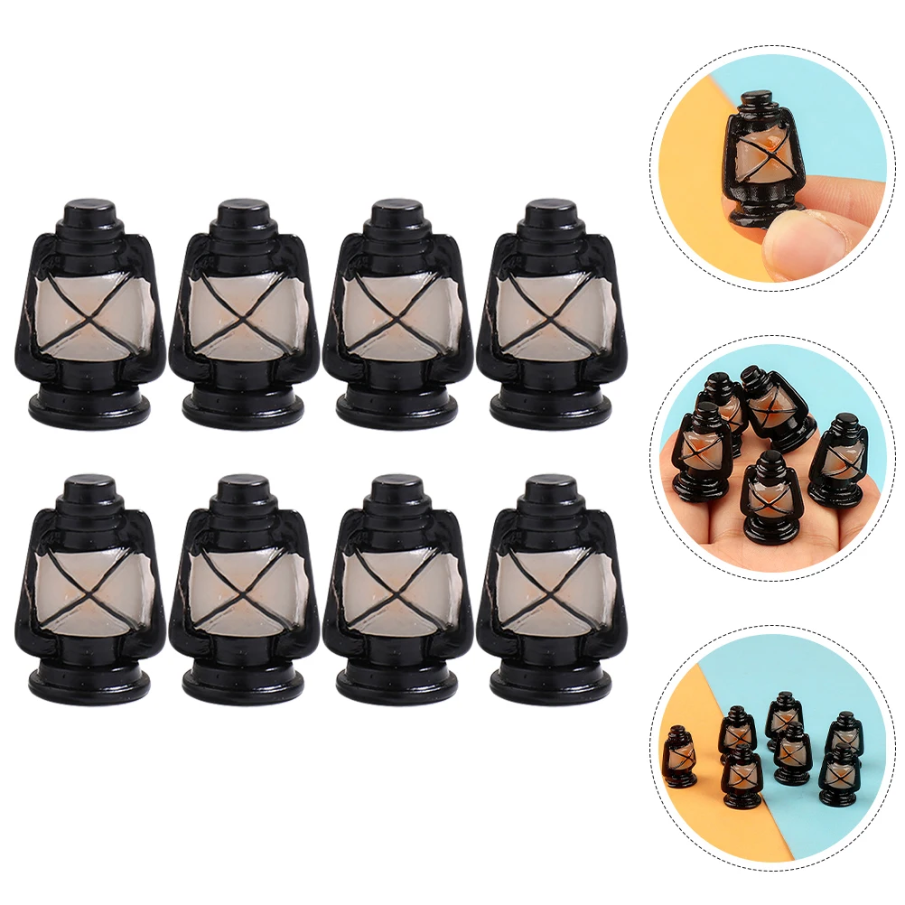 8 pçs simulação cavalo lanterna casa de bonecas decorações casa bebê resina em miniatura adorável